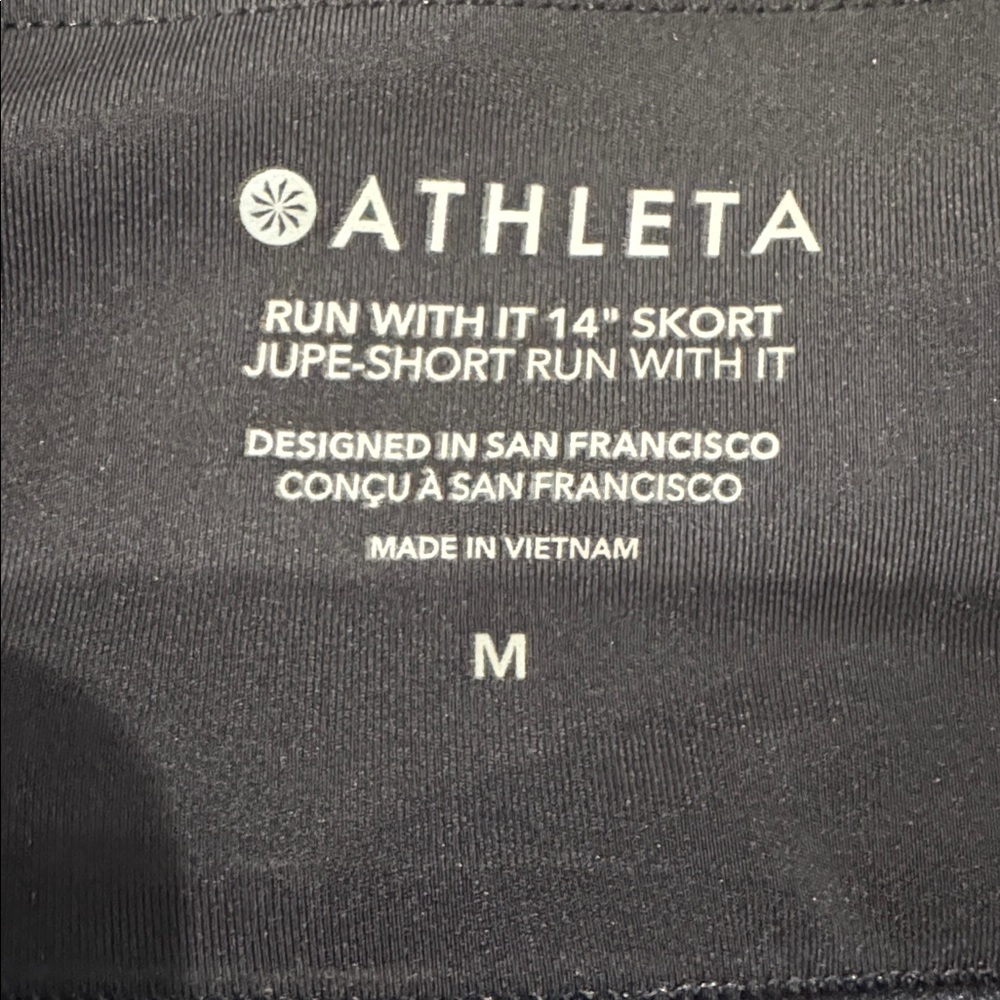 Athleta Run With It 14” Black Skort Size M Athletic Tennis Golf Skirt Shorts - Picture 3 of 8